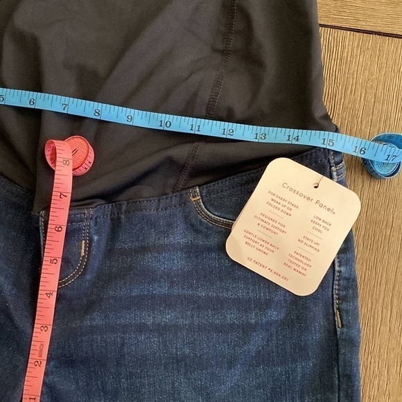 Isabel Maternity Crossover Panel Brushed Back Skinny Maternity Jeans Blue Dusk - Picture 10 of 11